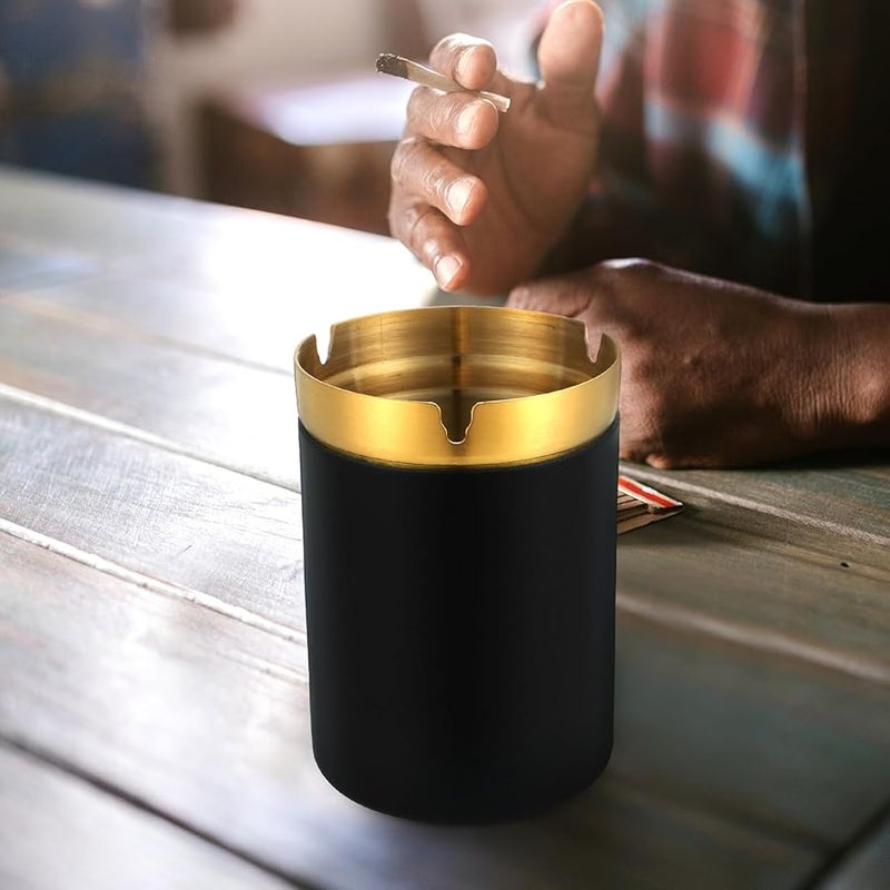 Black Windproof Stainless Steel Ashtray With Lid Smokeless Ash Container For Home Desktop - Image 4